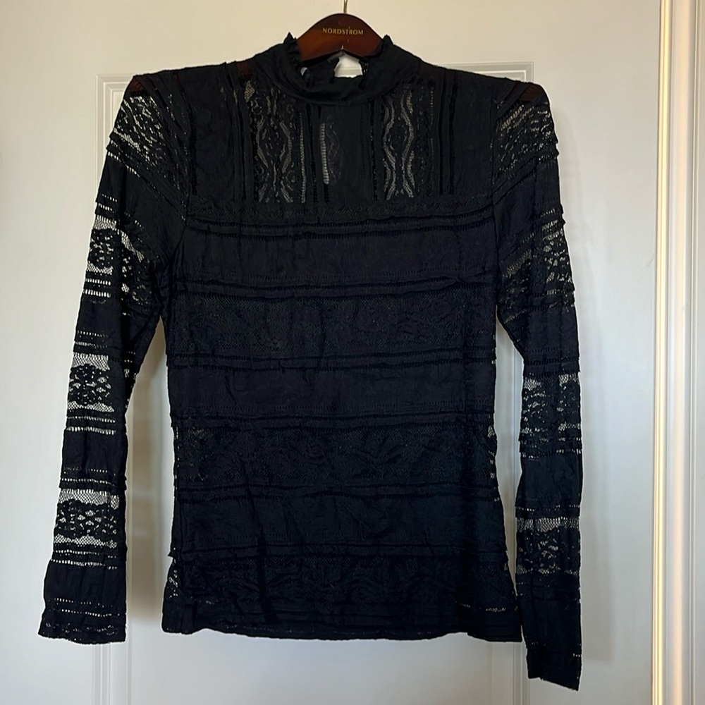 Bebe black lace blouse